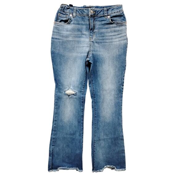 Cat & Jack Other - Cat & Jack Flare Super Stretch Jeans Size 14 Girls Blue Denim Distressed Raw hem